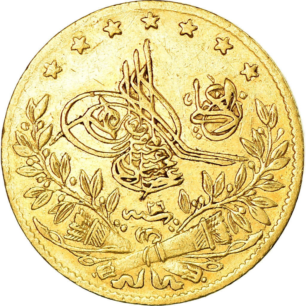 Moneda, Turquía, Abdul Hamid II, 50 Kurush, 1900, Qustantiniyah, MBC+, Oro