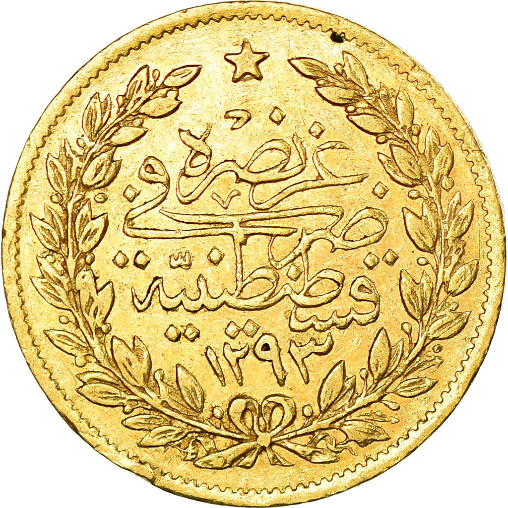 Moneda, Turquía, Abdul Hamid II, 50 Kurush, 1900, Qustantiniyah, MBC+, Oro