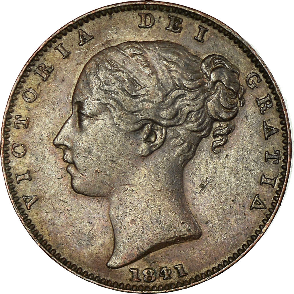 Coin, Great Britain, Victoria, Farthing, 1841, AU(50-53), Copper, KM:725