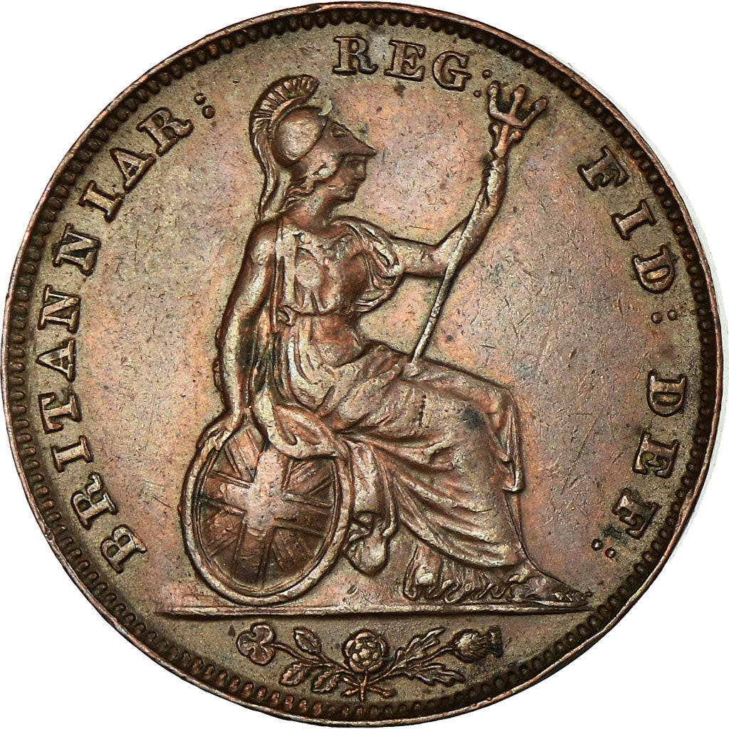 Coin, Great Britain, Victoria, Farthing, 1841, AU(50-53), Copper, KM:725