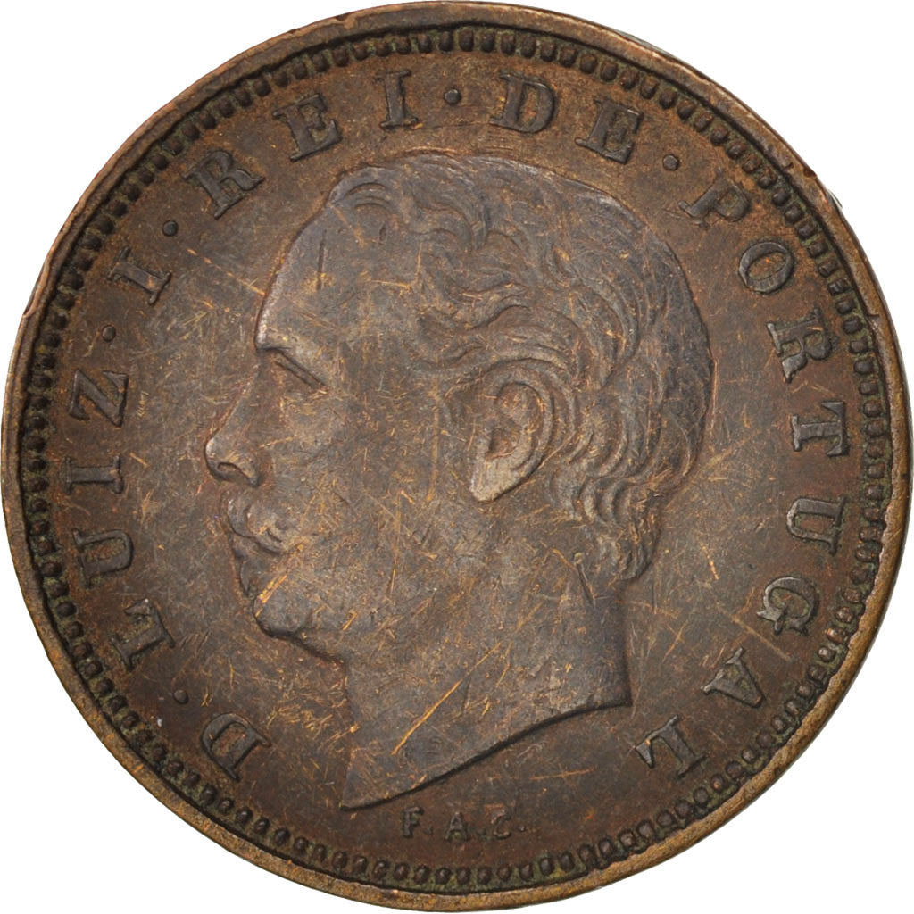 Portugal, Luiz I, 5 Reis, 1882, Bronze, KM:525