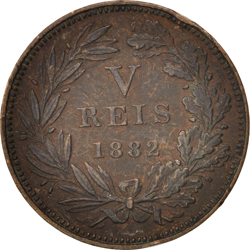 Portugal, Luiz I, 5 Reis, 1882, Bronze, KM:525