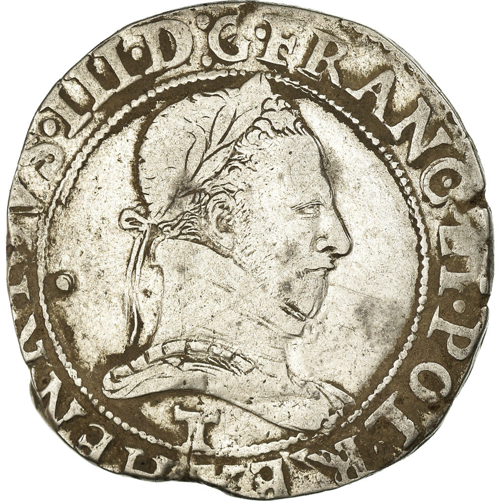 Coin, France, Henri III, Franc au Col Plat, 1578, Nantes, EF(40-45), Silver