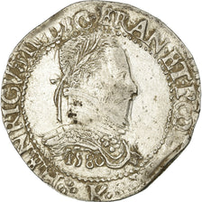 Moneda, Francia, Henri III, Franc au Col Plat, 1580, Bordeaux, MBC, Plata