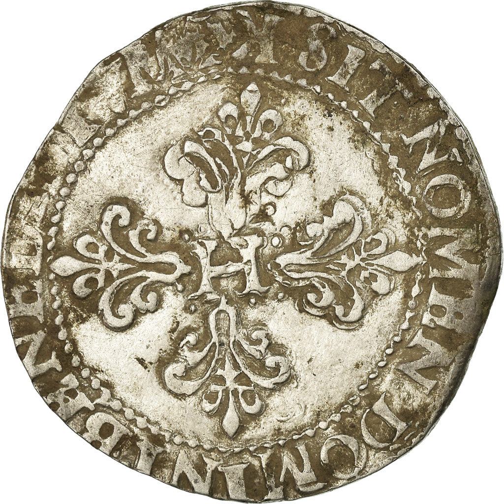 Moneda, Francia, Henri III, Franc au Col Plat, 1580, Bordeaux, MBC, Plata