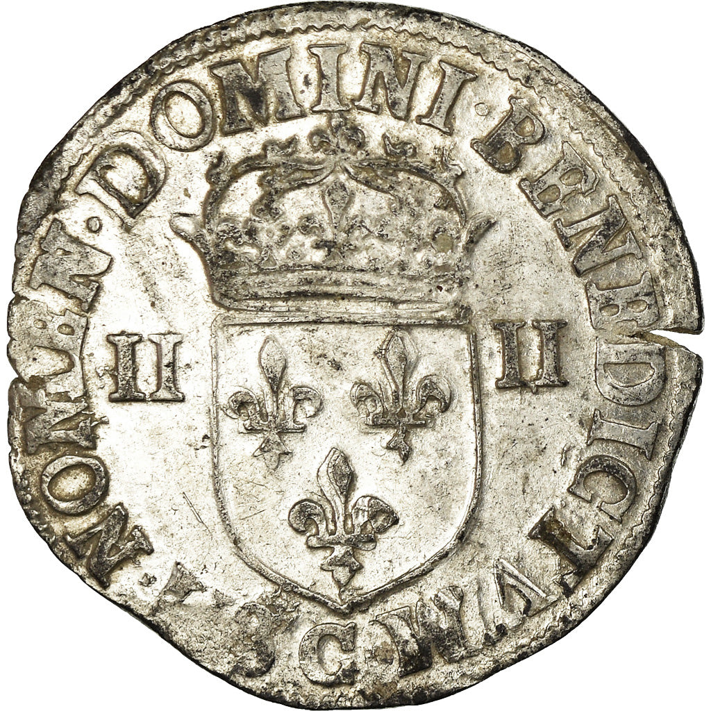 Moeda, França, Henri III, 1/4 Ecu, 1587, Saint Lô, EF(40-45), Prata