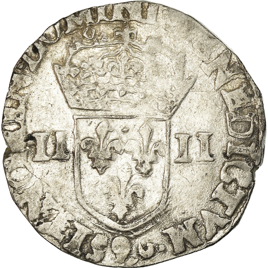 Coin, France, Henri III, 1/4 Ecu, 1581, Rennes, VF(30-35), Silver, Sombart:4662