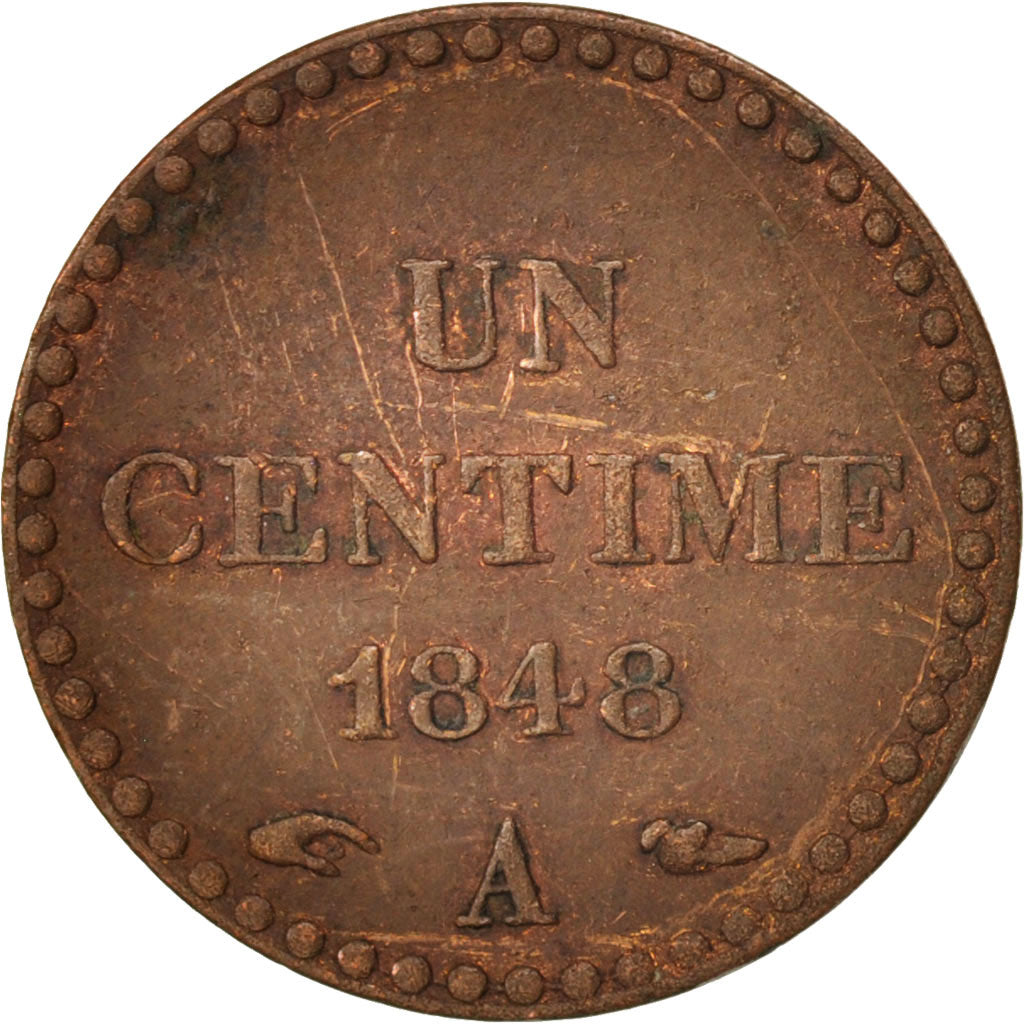 France, Dupré, Centime, 1848, Paris, Bronze, KM:754, Gadoury:84