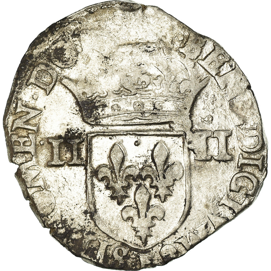 Coin, France, Henri III, 1/4 Ecu, Angers, VF(20-25), Silver, Sombart:4662