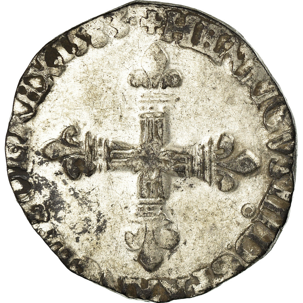 Coin, France, Henri III, 1/4 Ecu, 1583, Rennes, VF(30-35), Silver, Sombart:4662
