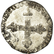 Coin, France, Henri III, 1/4 Ecu, 1583, Rennes, VF(30-35), Silver, Sombart:4662