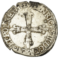 Coin, France, Henri III, 1/4 Ecu, 1582, Nantes, VF(20-25), Silver, Sombart:4662