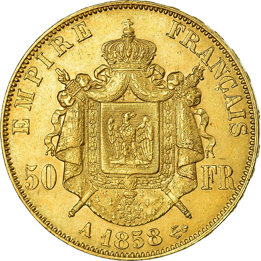 Moeda, França, Napoleon III, Napoléon III, 50 Francs, 1858, Paris, AU(50-53)