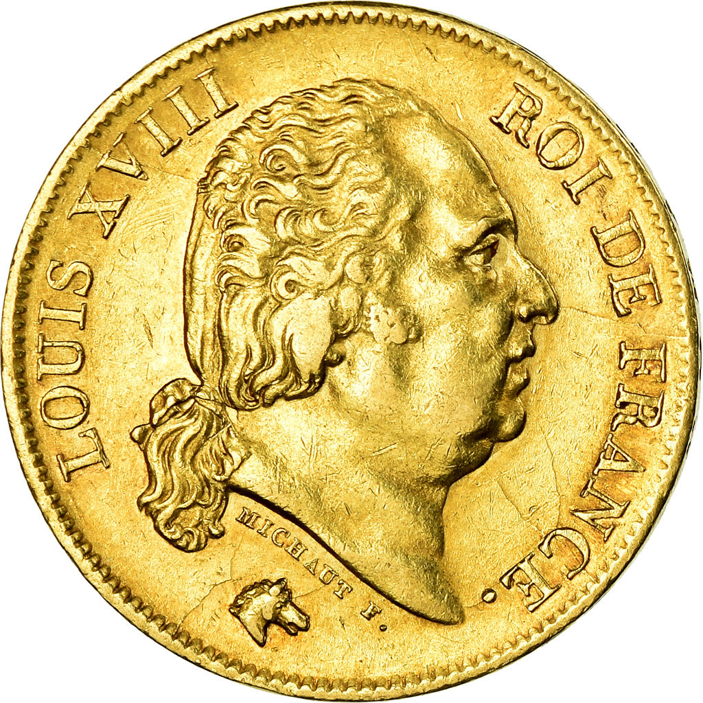 Coin, France, Louis XVIII, Louis XVIII, 40 Francs, 1818, Lille, AU(55-58), Gold