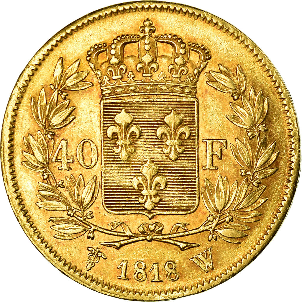 Coin, France, Louis XVIII, Louis XVIII, 40 Francs, 1818, Lille, AU(55-58), Gold