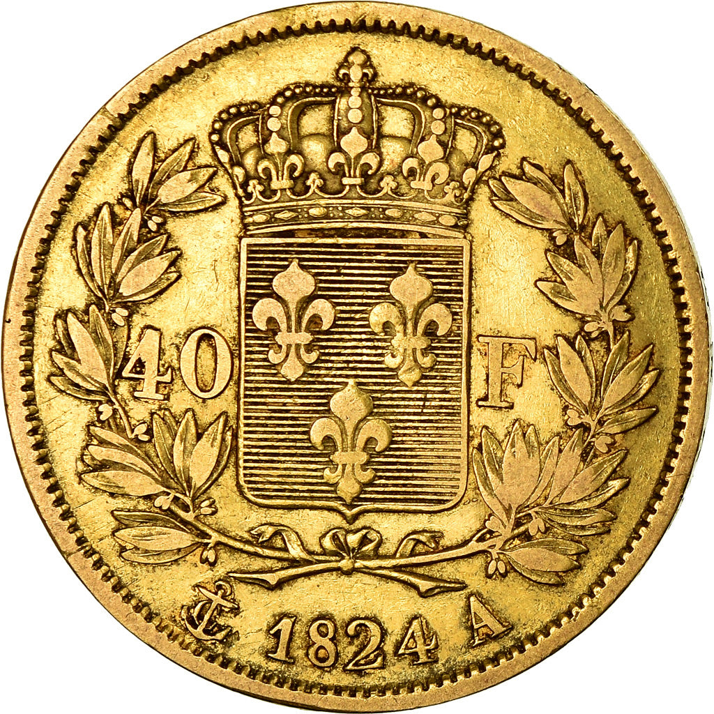 Münze, Frankreich, Charles X, 40 Francs, 1824, Paris, SS, Gold, KM:721.1