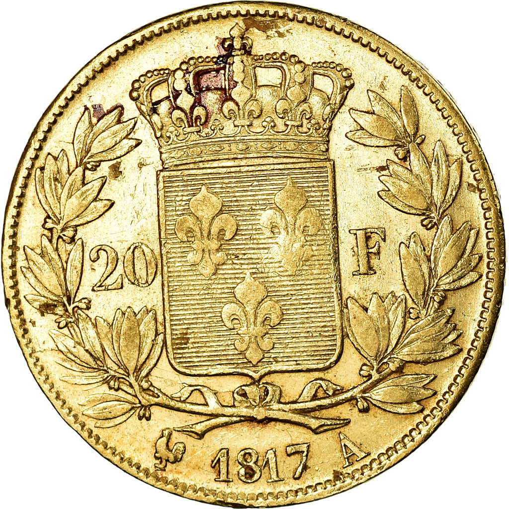 Moneda, Francia, Louis XVIII, Louis XVIII, 20 Francs, 1817, Paris, MBC, Oro