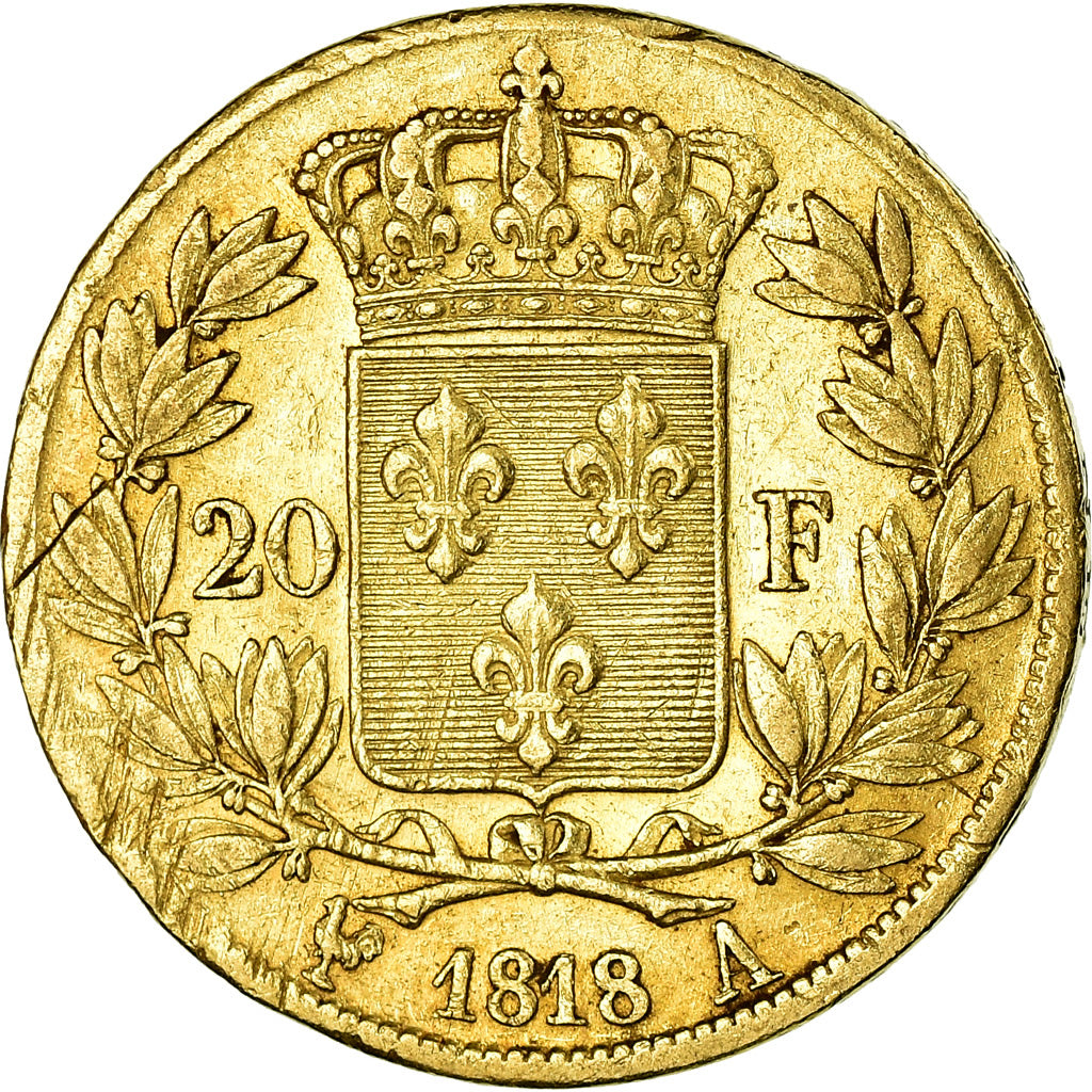 Coin, France, Louis XVIII, 20 Francs, 1818, Paris, EF(40-45), Gold, KM:712.1