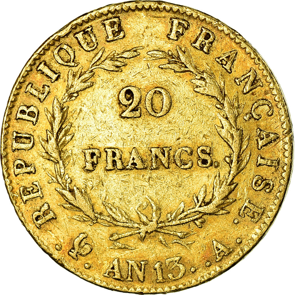 Moneda, Francia, Napoléon I, 20 Francs, AN 13, Paris, MBC, Oro, KM:663.1