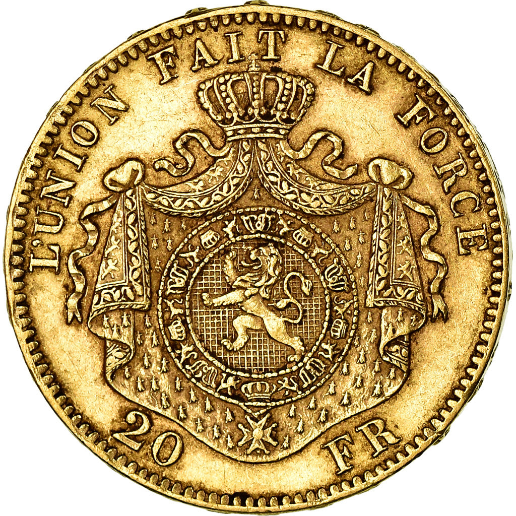 Coin, Belgium, Leopold II, 20 Francs, 20 Frank, 1875, AU(50-53), Gold, KM:37