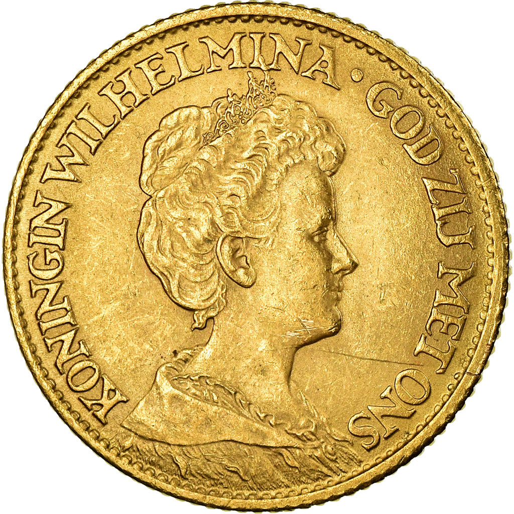 Moneta, Paesi Bassi, Wilhelmina I, 10 Gulden, 1913, SPL, Oro, KM:149