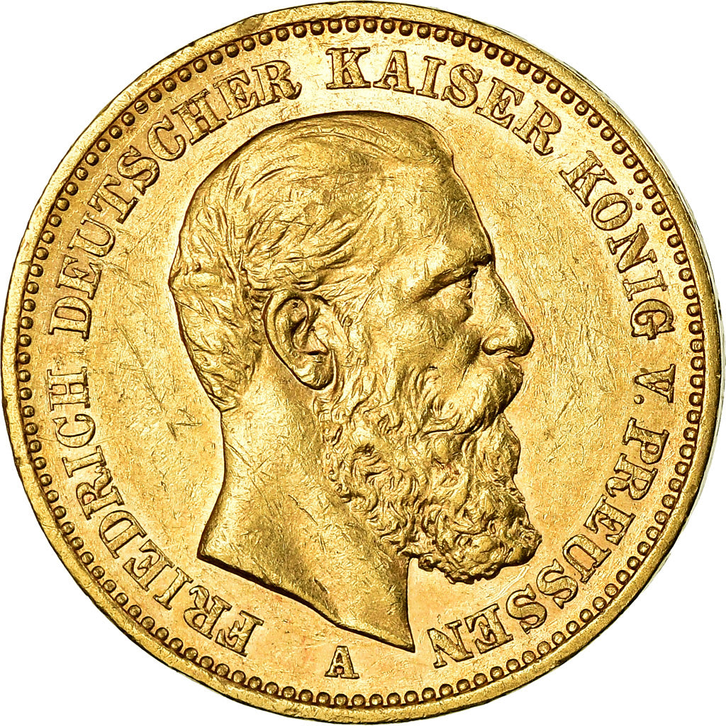 Moneda, Estados alemanes, PRUSSIA, Friedrich III, 20 Mark, 1888, Berlin, EBC
