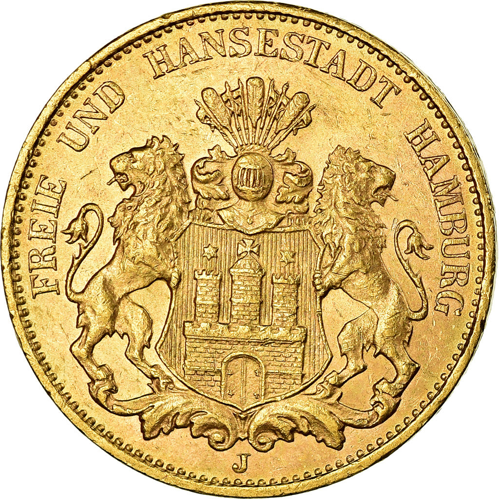 Moneda, Estados alemanes, HAMBURG, 20 Mark, 1913, Hamburg, EBC+, Oro, KM:618