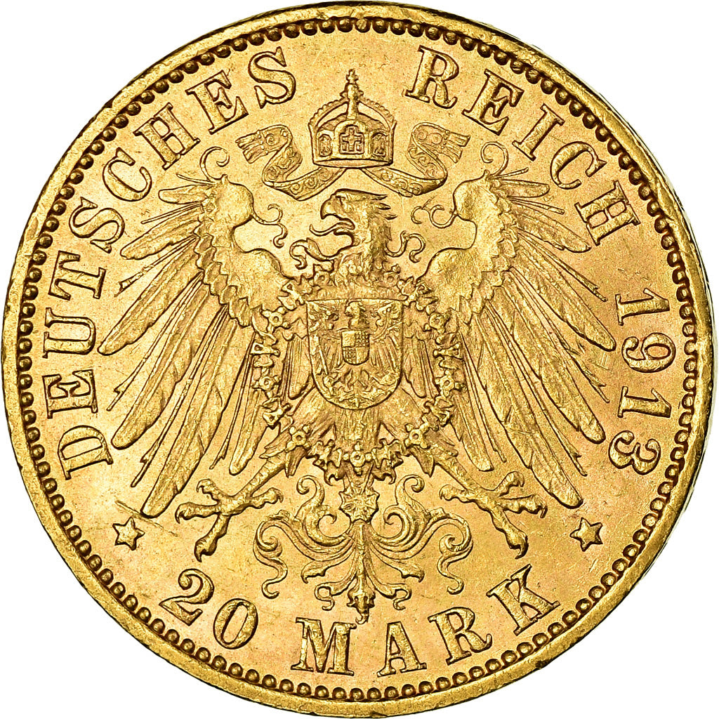 Moneda, Estados alemanes, HAMBURG, 20 Mark, 1913, Hamburg, EBC+, Oro, KM:618