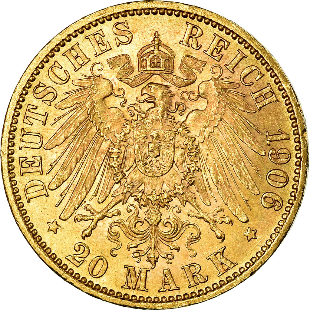Moneda, Estados alemanes, PRUSSIA, Wilhelm II, 20 Mark, 1906, Berlin, EBC, Oro