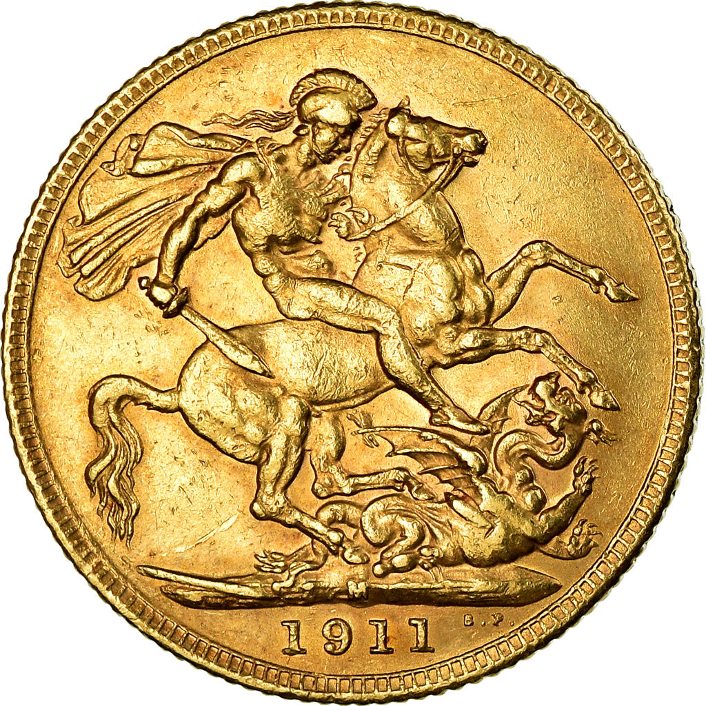 Coin, Australia, George V, Sovereign, 1911, Melbourne, AU(55-58), Gold, KM:29