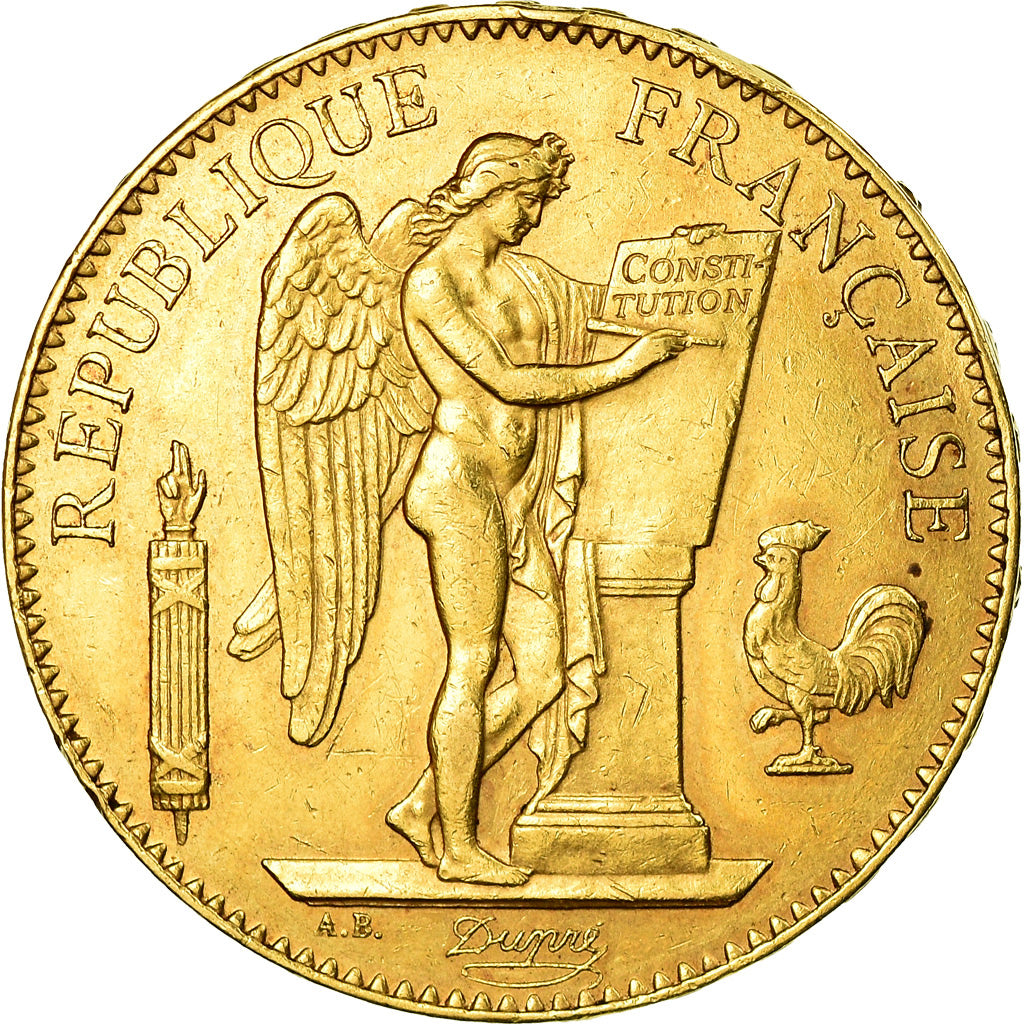 Moneda, Francia, Génie, 100 Francs, 1881, Paris, MBC+, Oro, KM:832