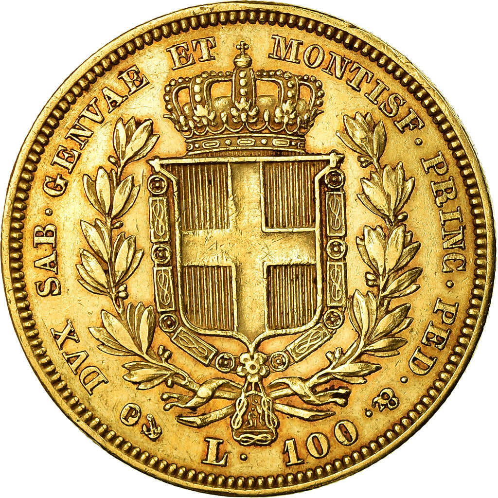 Munten, Italiaanse staten, SARDINIA, Carlo Alberto, 100 Lire, 1832, Genoa, ZF+