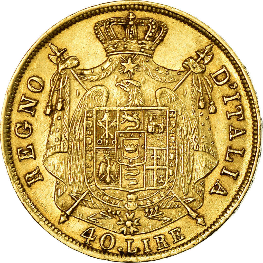 Monnaie, États italiens, KINGDOM OF NAPOLEON, Napoleon I, 40 Lire, 1814, Milan