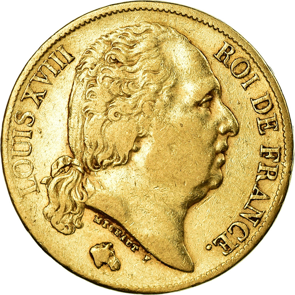 Moneta, Francia, Louis XVIII, Louis XVIII, 20 Francs, 1824, Paris, BB, Oro