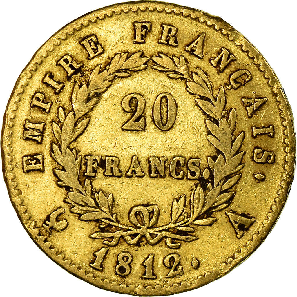 Moeda, França, Napoléon I, 20 Francs, 1812, Paris, EF(40-45), Dourado