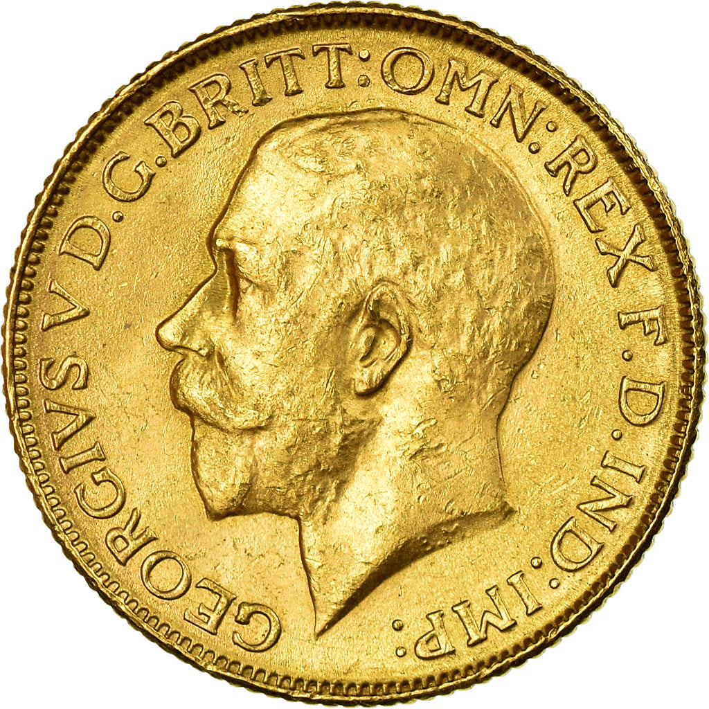 Moneta, INDIA - BRITANNICA, George V, Sovereign, 1918, Bombay, BB+, Oro, KM:525A
