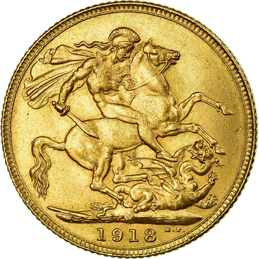 Moneda, INDIA BRITÁNICA, George V, Sovereign, 1918, Bombay, EBC, Oro, KM:525A