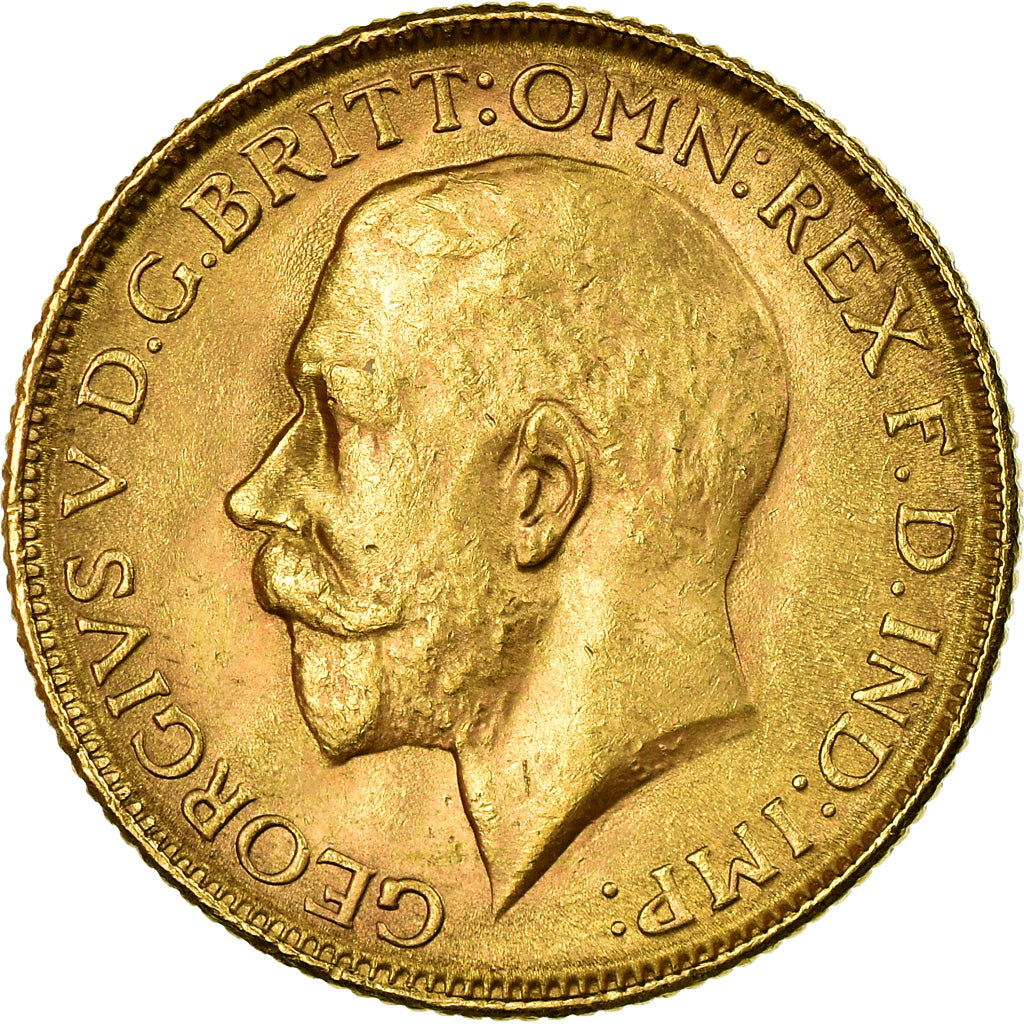 Coin, INDIA-BRITISH, George V, Sovereign, 1918, Bombay, AU(50-53), Gold, KM:525A