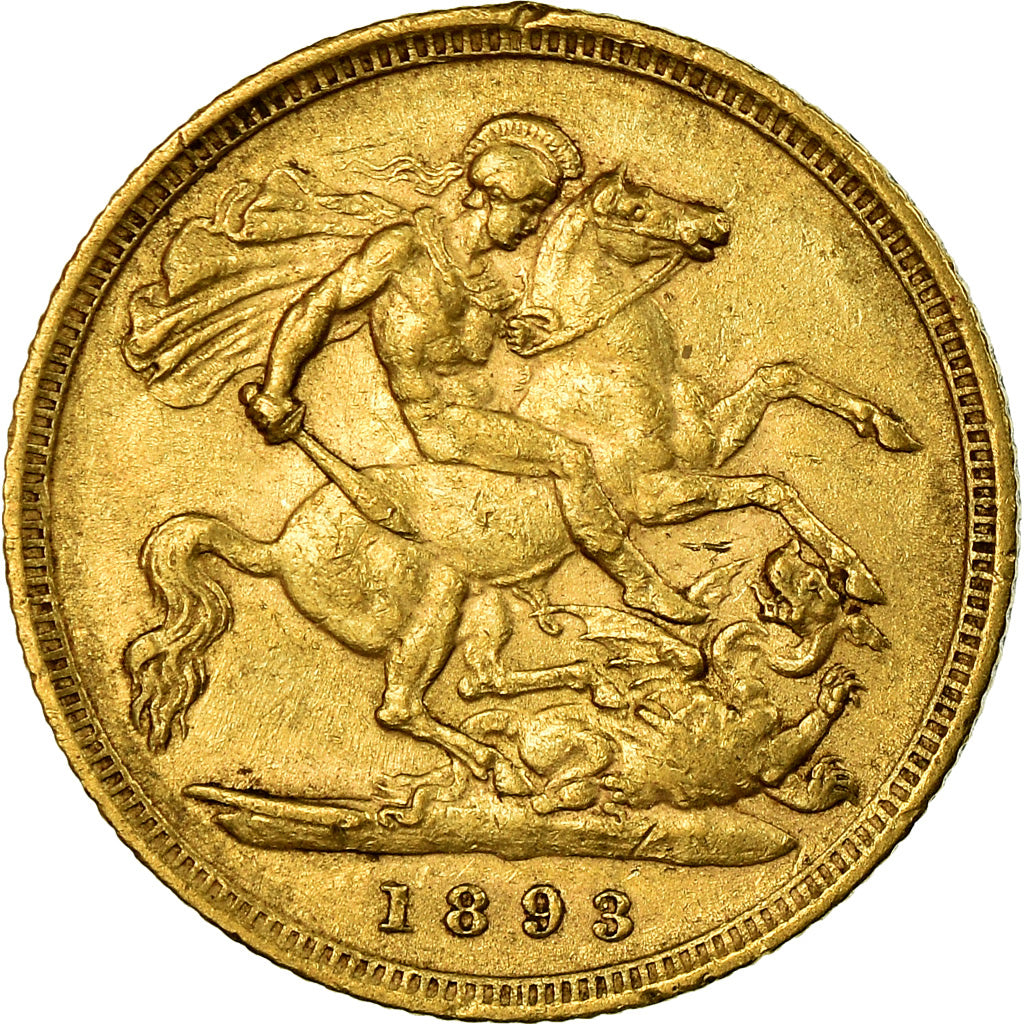 Coin, Great Britain, Victoria, 1/2 Sovereign, 1893, London, EF(40-45), Gold