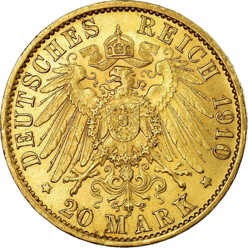 Moneta, Stati tedeschi, PRUSSIA, Wilhelm II, 20 Mark, 1910, Berlin, BB+, Oro