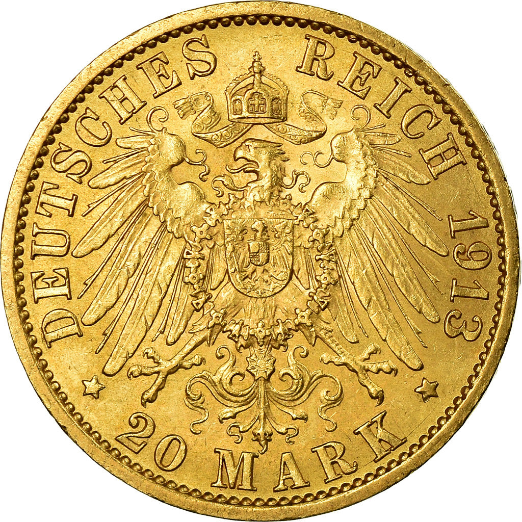 Moneda, Estados alemanes, PRUSSIA, Wilhelm II, 20 Mark, 1913, Berlin, EBC, Oro