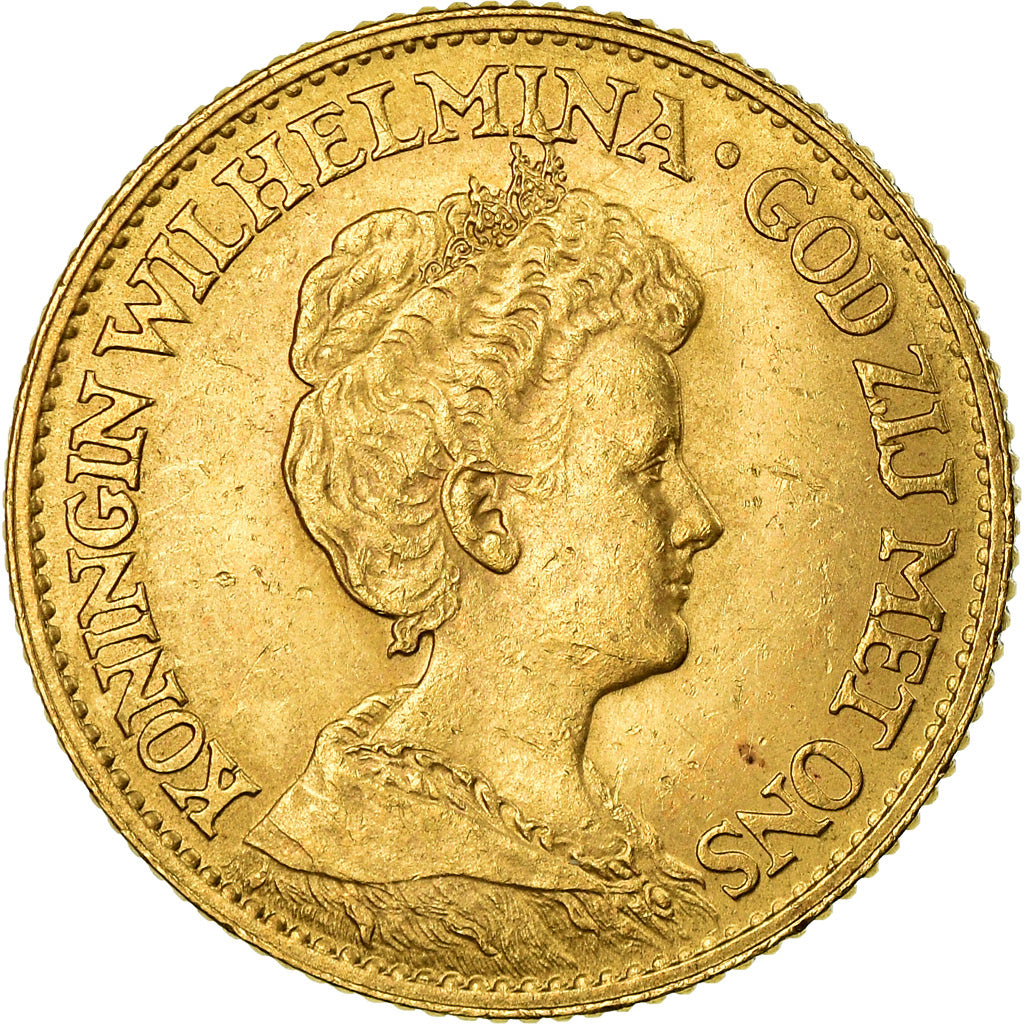 Moneda, Países Bajos, Wilhelmina I, 10 Gulden, 1911, EBC, Oro, KM:149