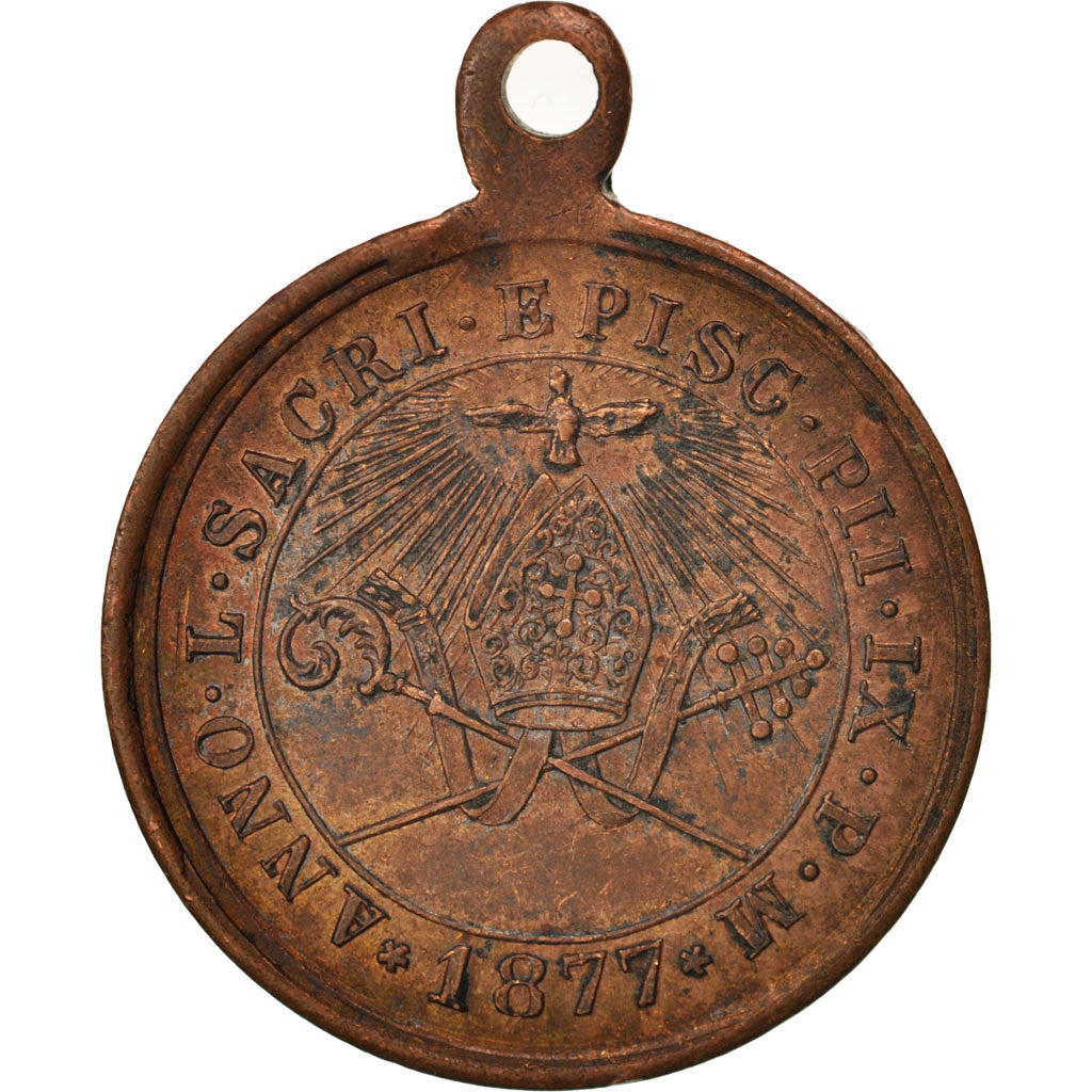 Vatican, Medal, Pie IX, Religions & beliefs, 1877, MS(63), Copper