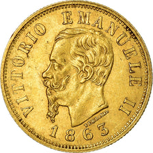 Moneta, Italia, Vittorio Emanuele II, 10 Lire, 1863, Torino, BB+, Oro, KM:9.3