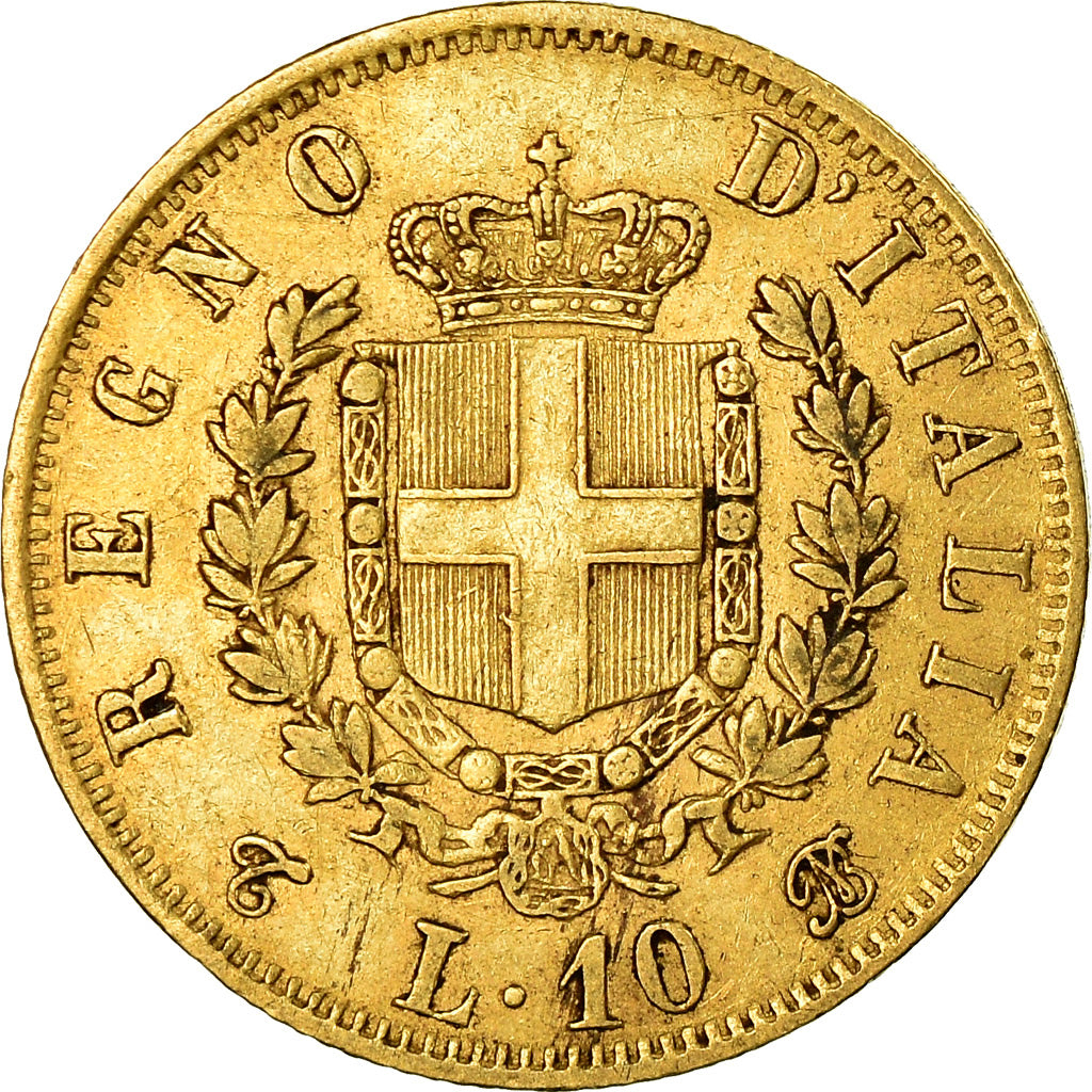 Coin, Italy, Vittorio Emanuele II, 10 Lire, 1863, Torino, EF(40-45), Gold