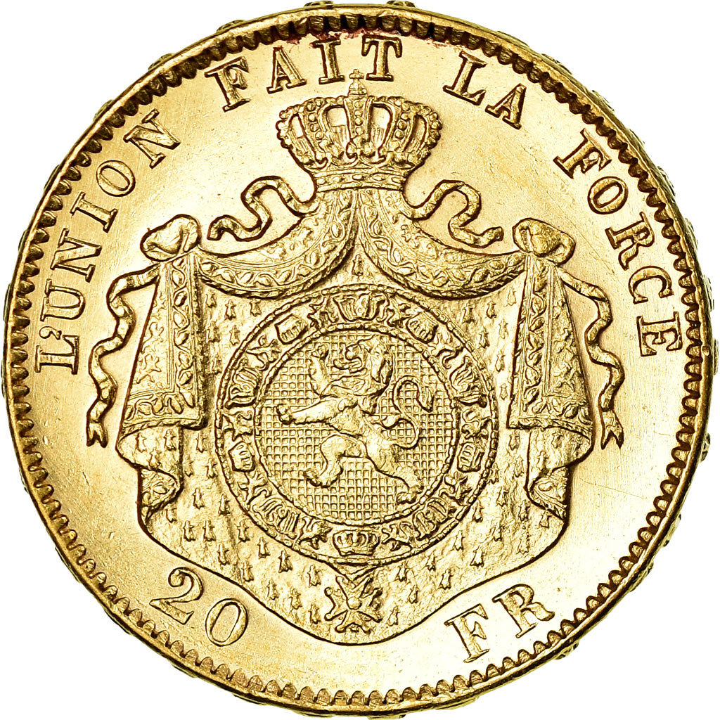 Coin, Belgium, Leopold II, 20 Francs, 20 Frank, 1882, AU(55-58), Gold, KM:37