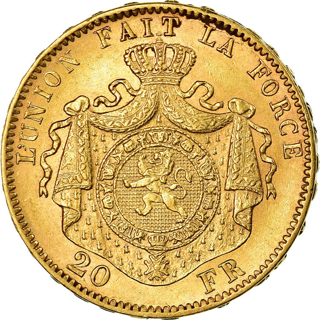 Coin, Belgium, Leopold II, 20 Francs, 20 Frank, 1878, AU(55-58), Gold, KM:37