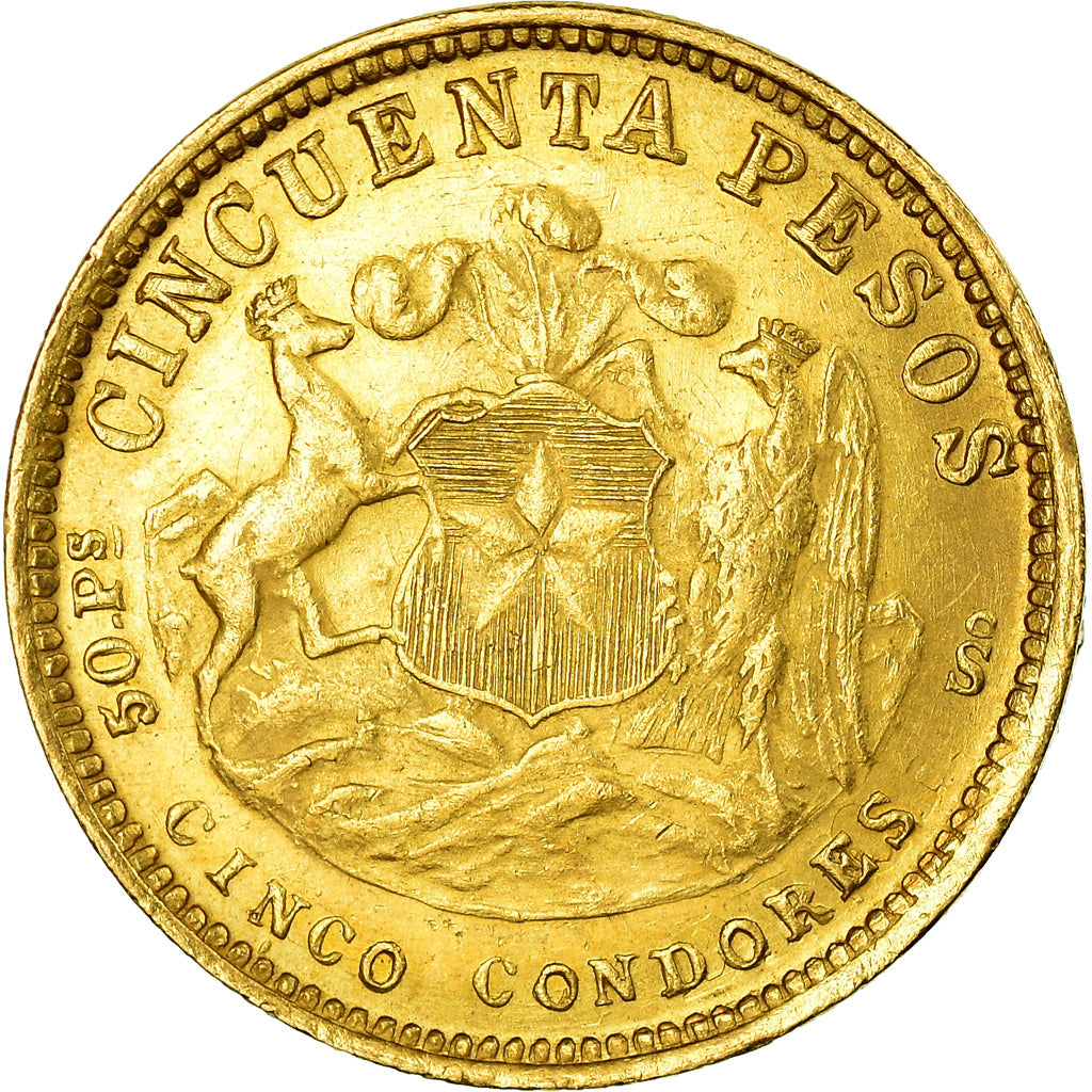 Monnaie, Chile, 50 Pesos, 1926, Santiago, TTB+, Or, KM:169