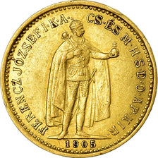 Coin, Hungary, Franz Joseph I, 10 Korona, 1905, Kormoczbanya, AU(50-53), Gold