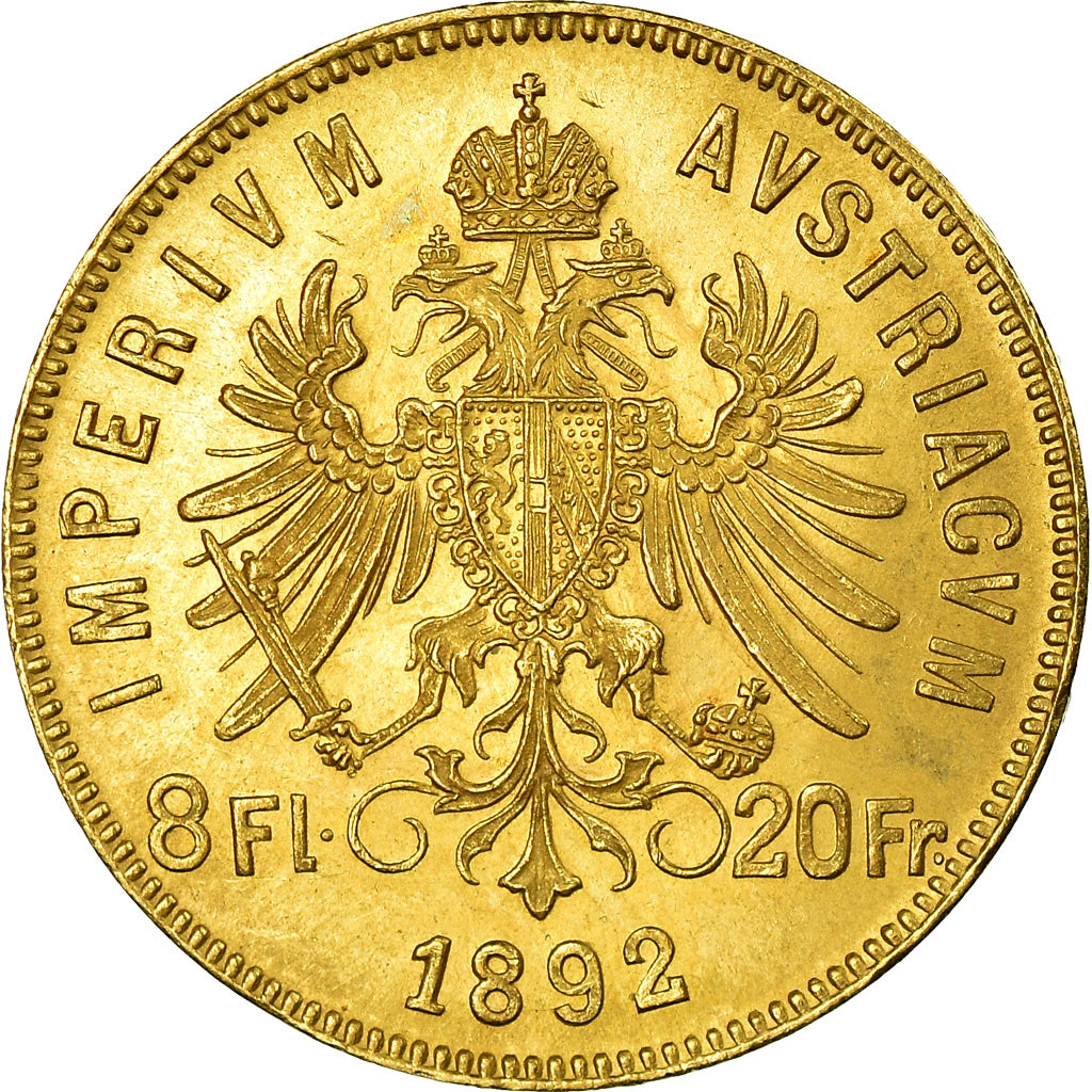 Munten, Oostenrijk, Franz Joseph I, 8 Florins-20 Francs, 1892, UNC-, Goud